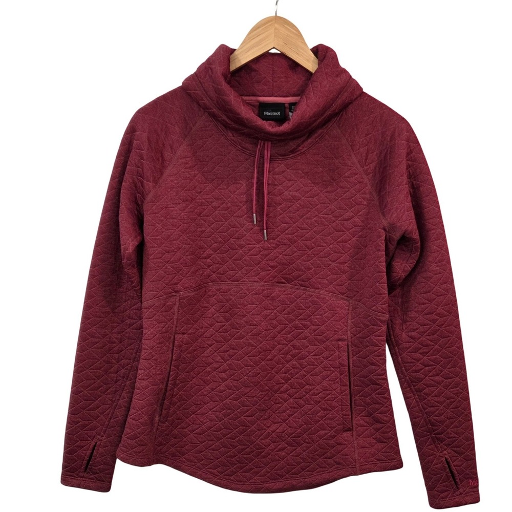 Marmot Annie Womens Medium Quilted Cowl Neck Pullover Maroon Hiking Sweatshirt